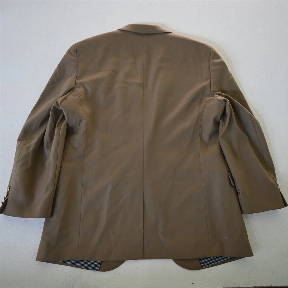 Stafford 48L Khaki 100%‎ Wool Gold Button Mens Blazer Suit Jacket Sport Coat